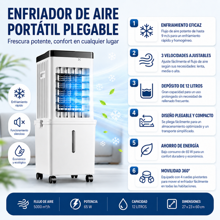 Enfriador de aire portátil con control remoto