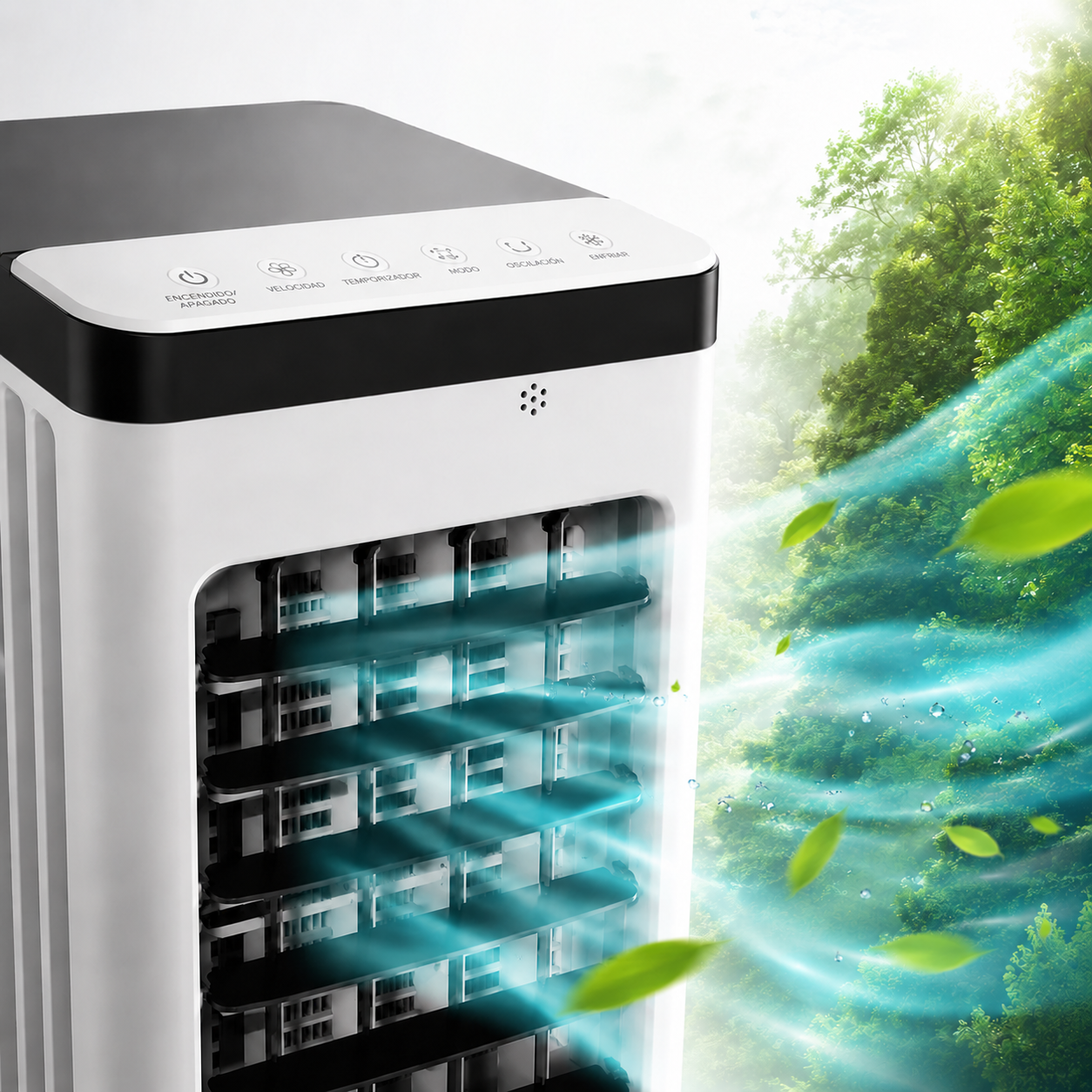 Climatizador Enfriador de Aire de 25 L – Potente Refrigeración por Agua, Caudal de Aire de 4000 m³/h, 3 Velocidades, con Ruedas