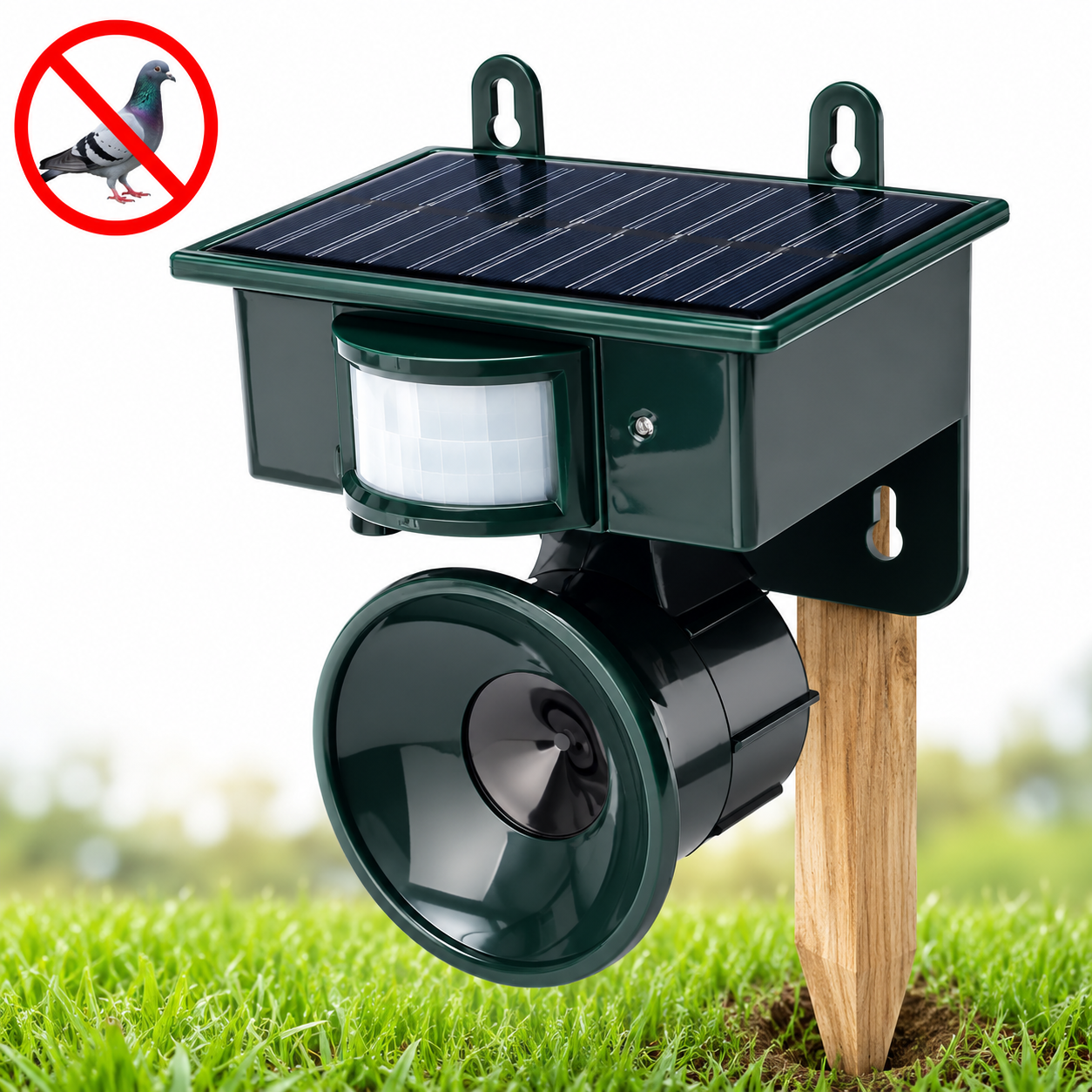 Ahuyentador de animales solar con sensor de movimiento instalado en jardín
