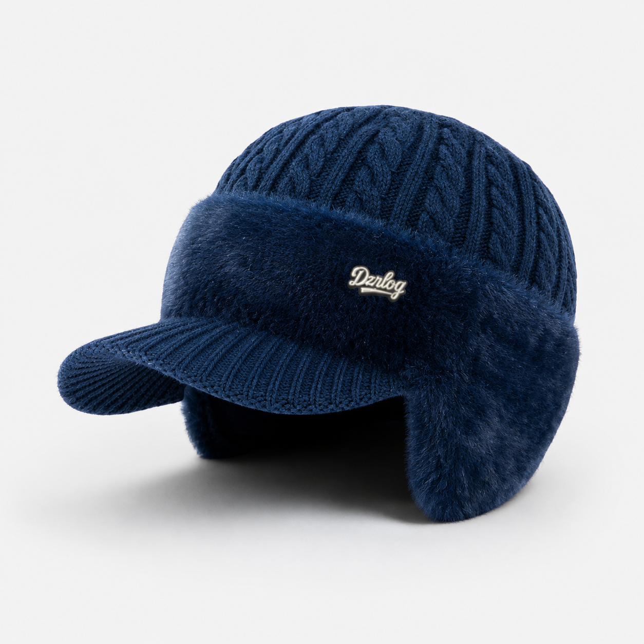 Gorro trapper de punto con orejeras abatibles y visera, mostrado sobre fondo neutro