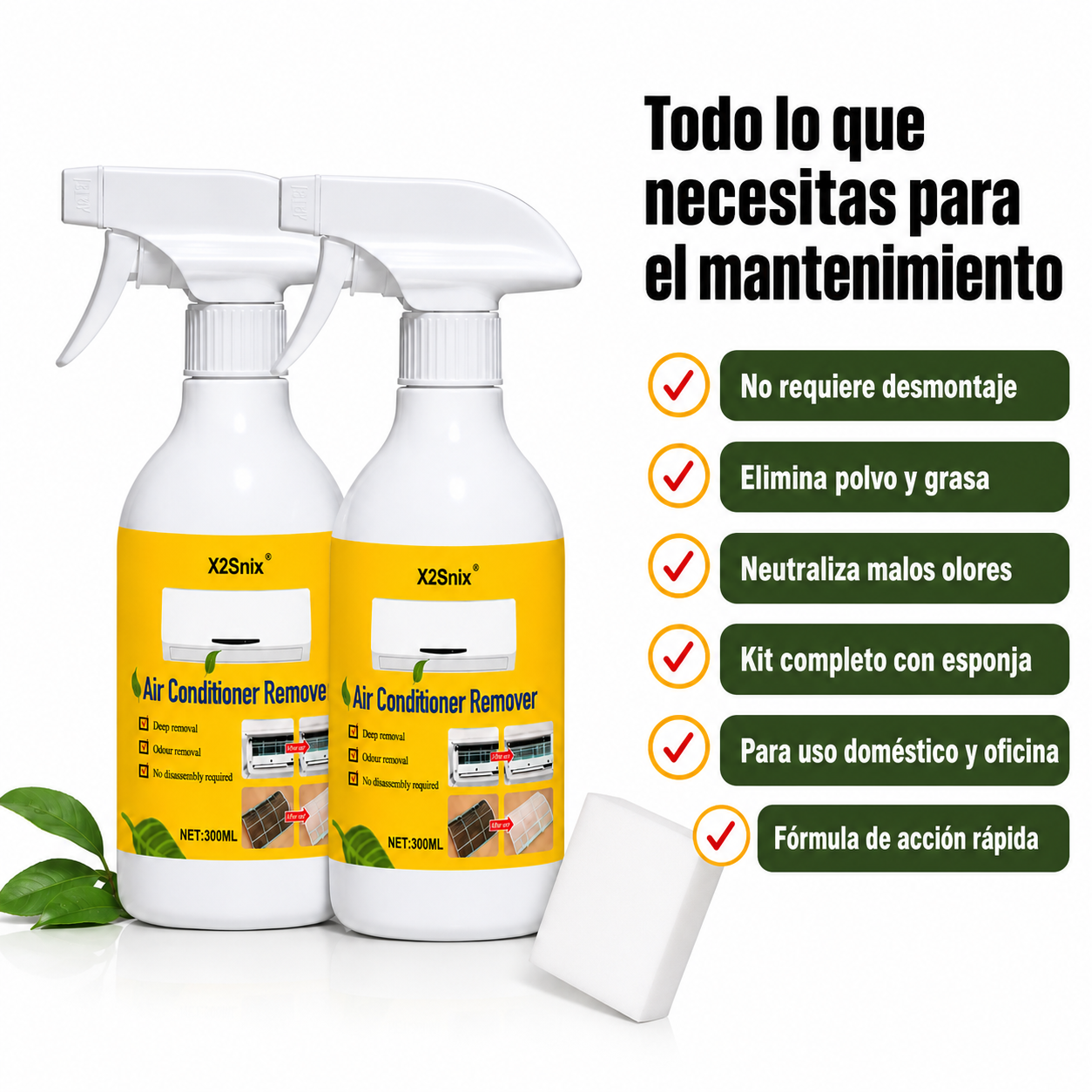 Diagrama de beneficios del kit de limpieza para aire acondicionado sin desmontaje