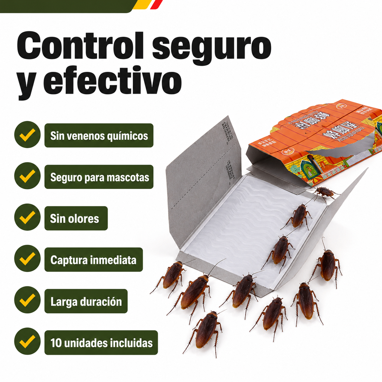 Diagrama de beneficios de las trampas adhesivas para cucarachas sin venenos