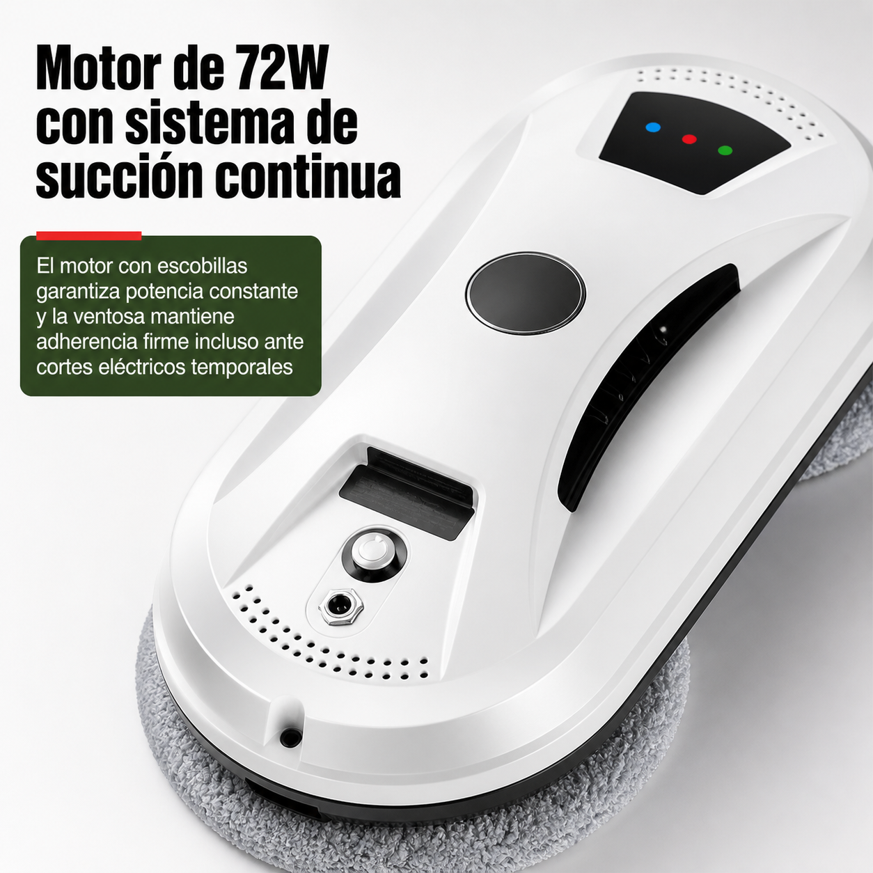 Detalle del sistema de succión y motor del robot limpiacristales PRK-N361