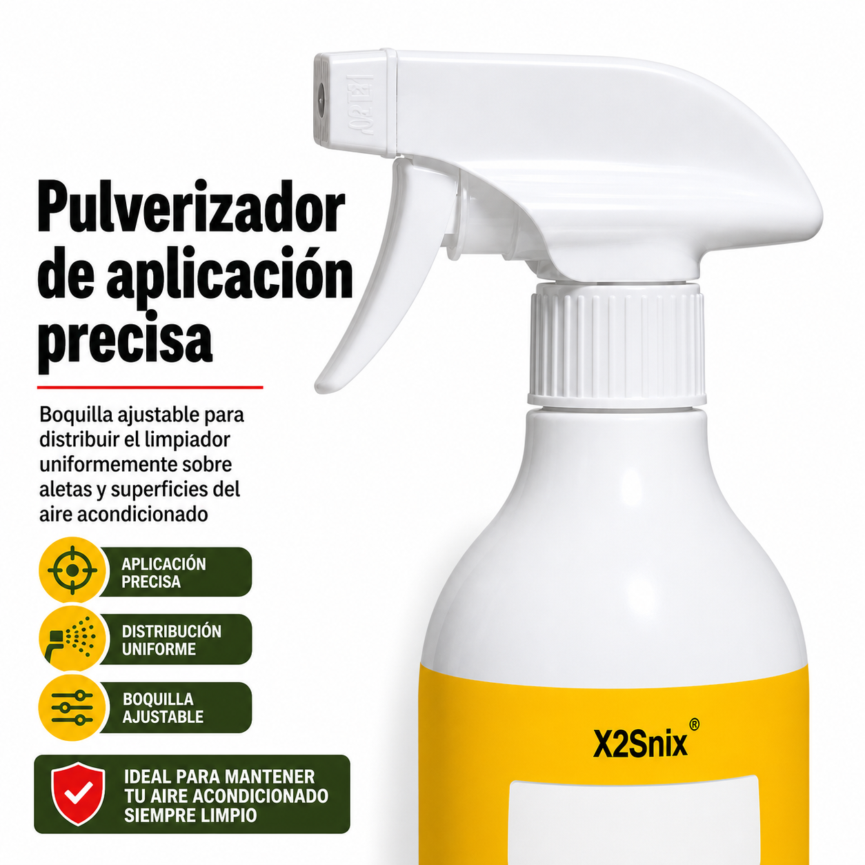 Detalle de la boquilla pulverizadora del limpiador de aire acondicionado