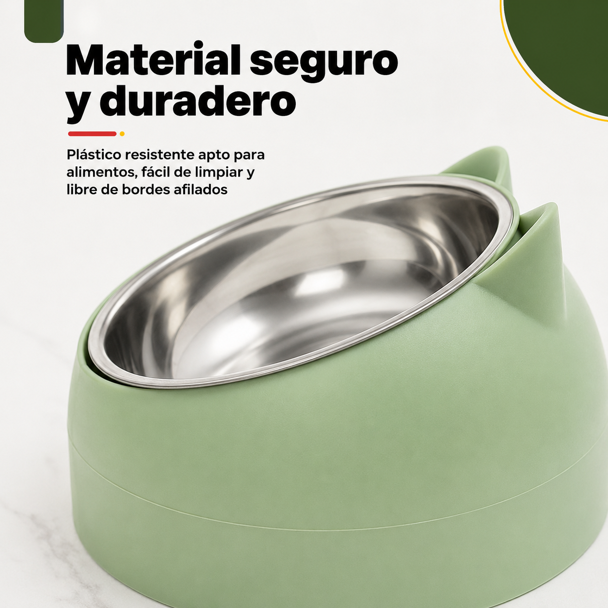 Detalle del interior del cuenco del comedero para gatos mostrando el acabado liso y la base antideslizante