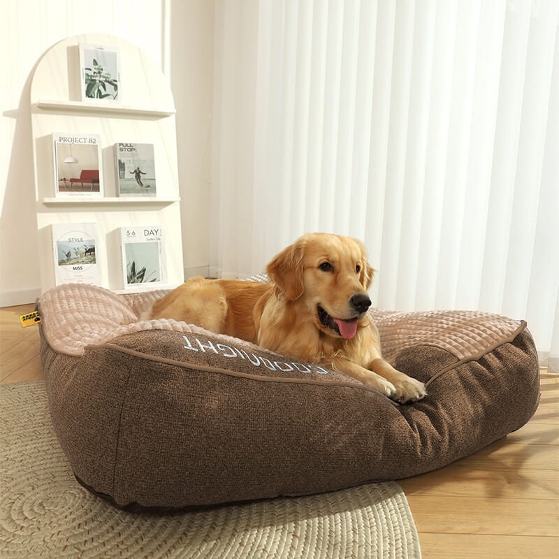 Cama grande con cojín grueso y antirrayas para perro
