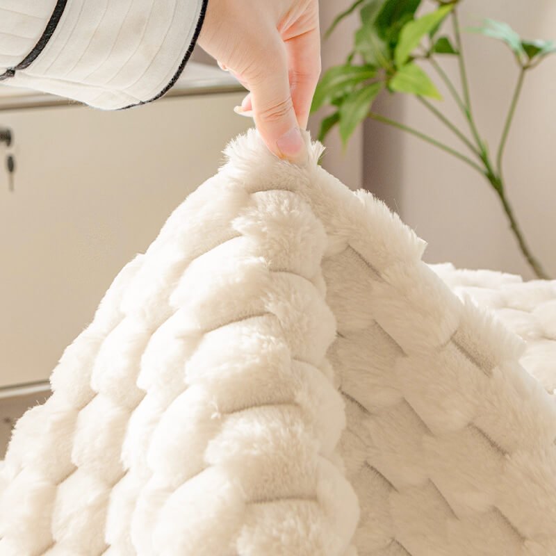Funda de sofá de felpa con rayas para muebles