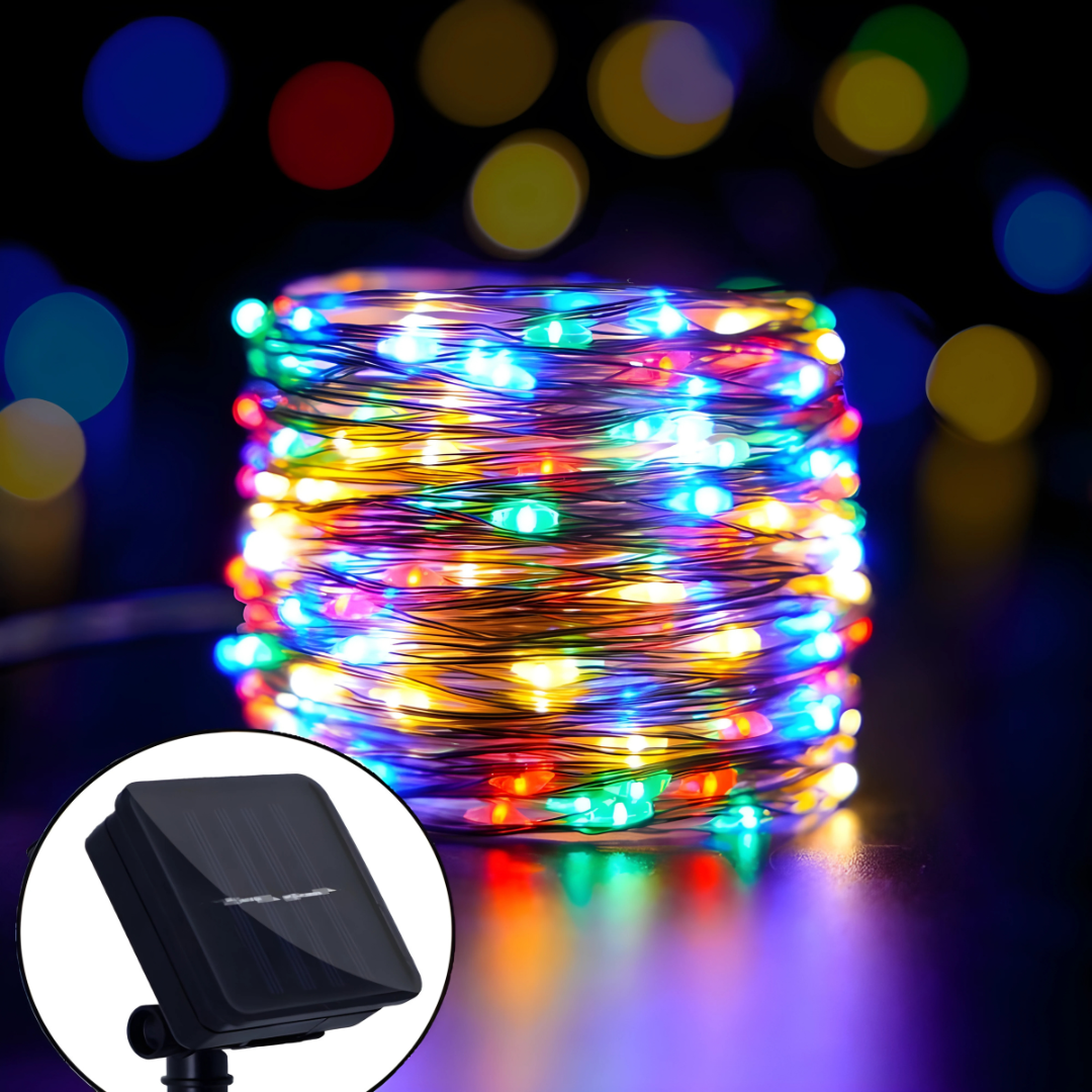 Luces de Cuerda de Hadas Solares LED – Decoración Navideña Exterior Impermeable