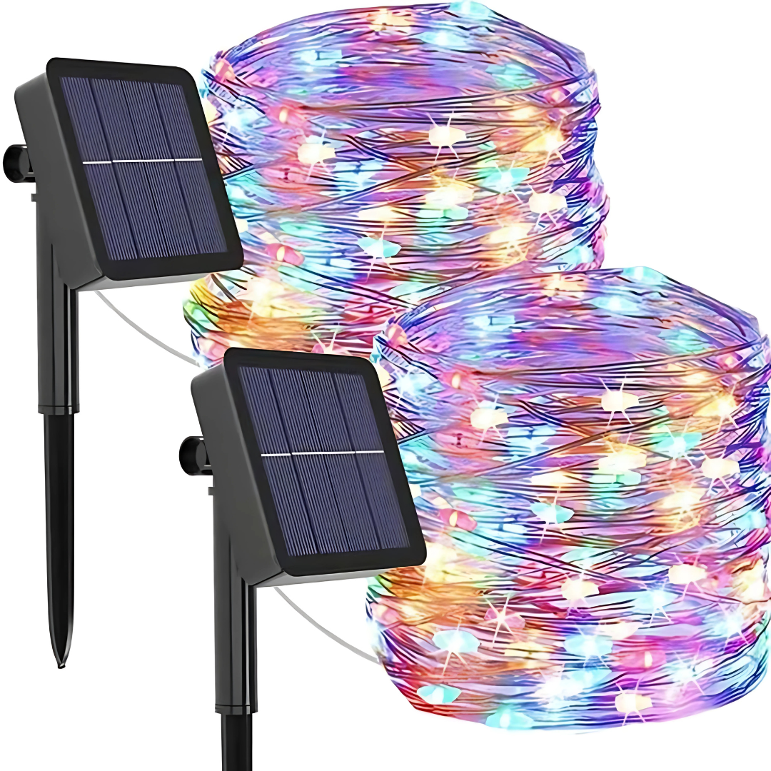 Luces de Cuerda de Hadas Solares LED – Decoración Navideña Exterior Impermeable