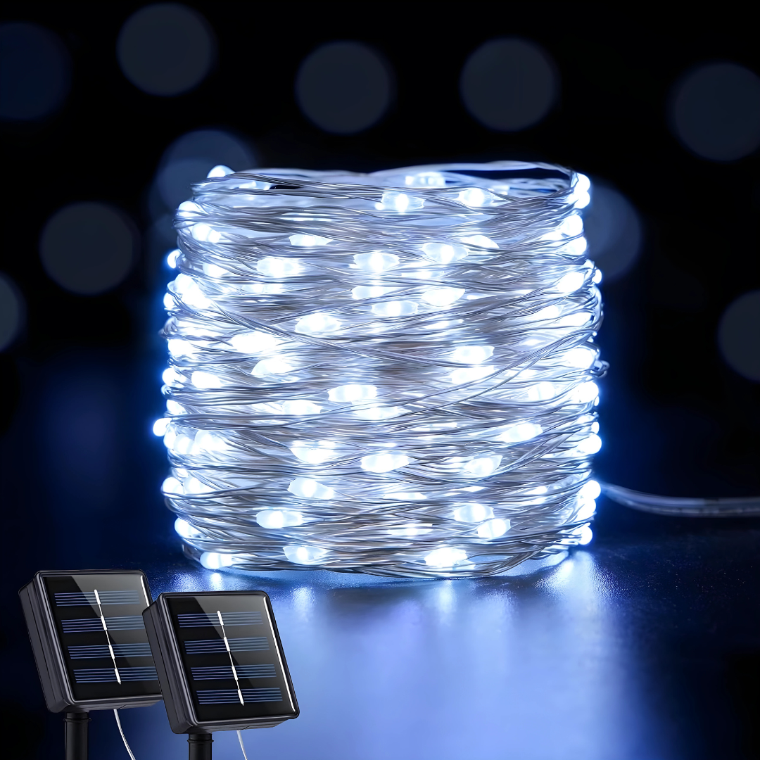 Luces de Cuerda de Hadas Solares LED – Decoración Navideña Exterior Impermeable