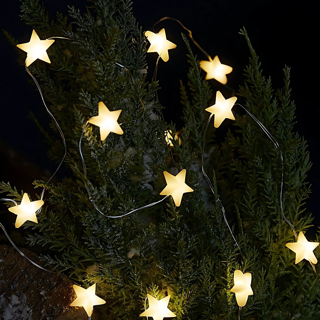 Luces LED Estrella Navideñas – Guirnalda de Hadas con Temporizador Automático