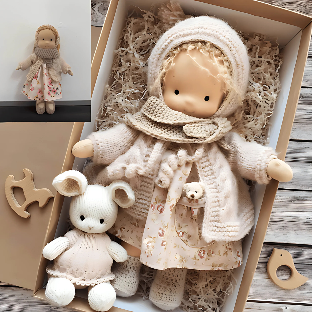 Muñeca Hecha a Mano de Felpa Suave – Juguete Waldorf