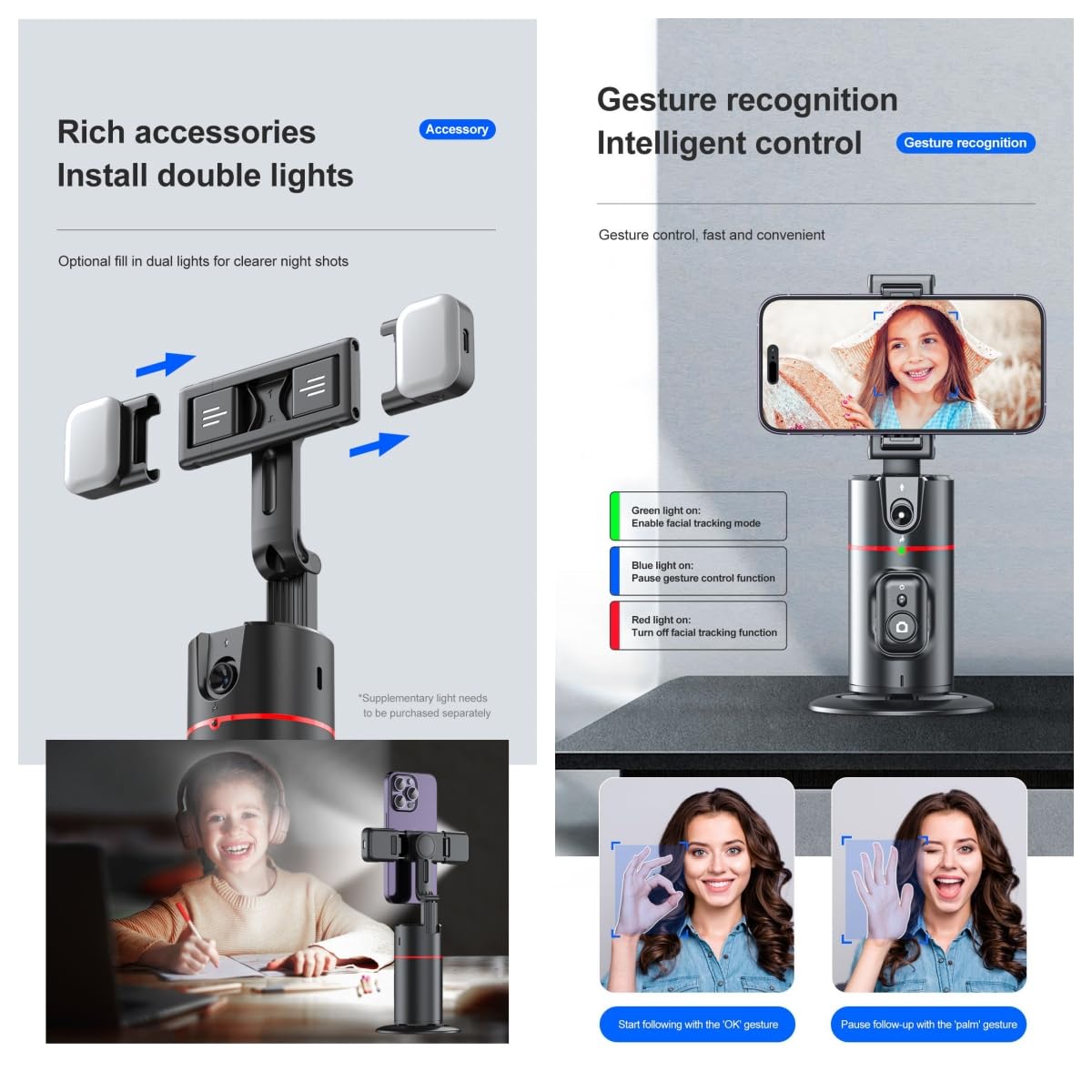 Sakerplus® Trípode con Seguimiento Automático Facial y Control Remoto