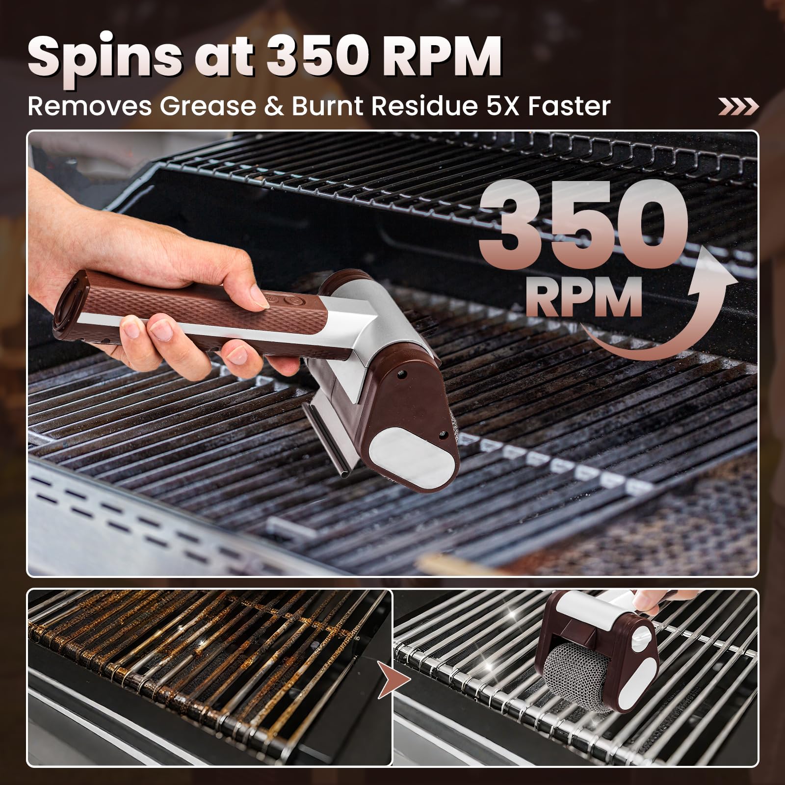 Sakerplus® Limpiador Eléctrico de Parrilla – Sin Cerdas Metálicas
