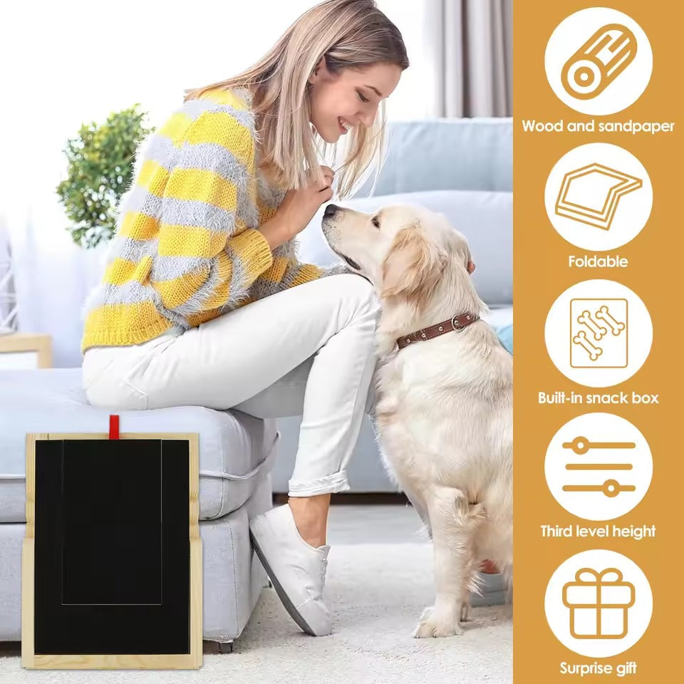 Tabla de rascar para uñas de perros con caja de golosinas