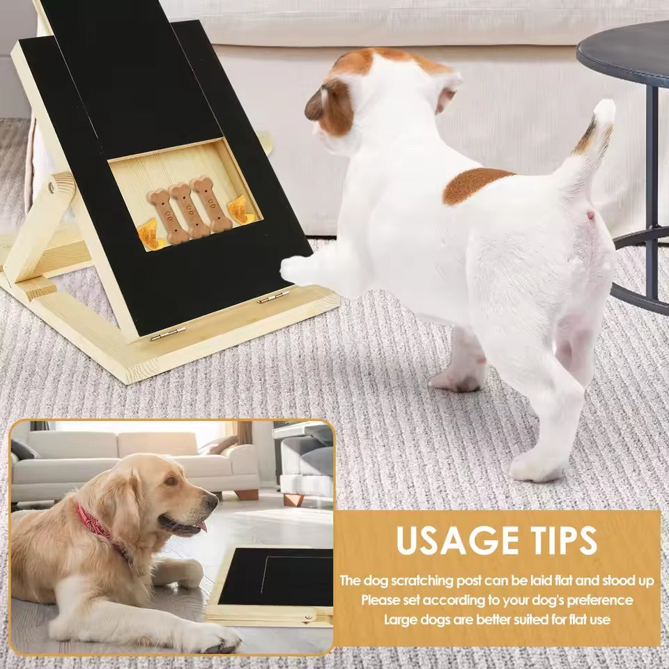 Tabla de rascar para uñas de perros con caja de golosinas