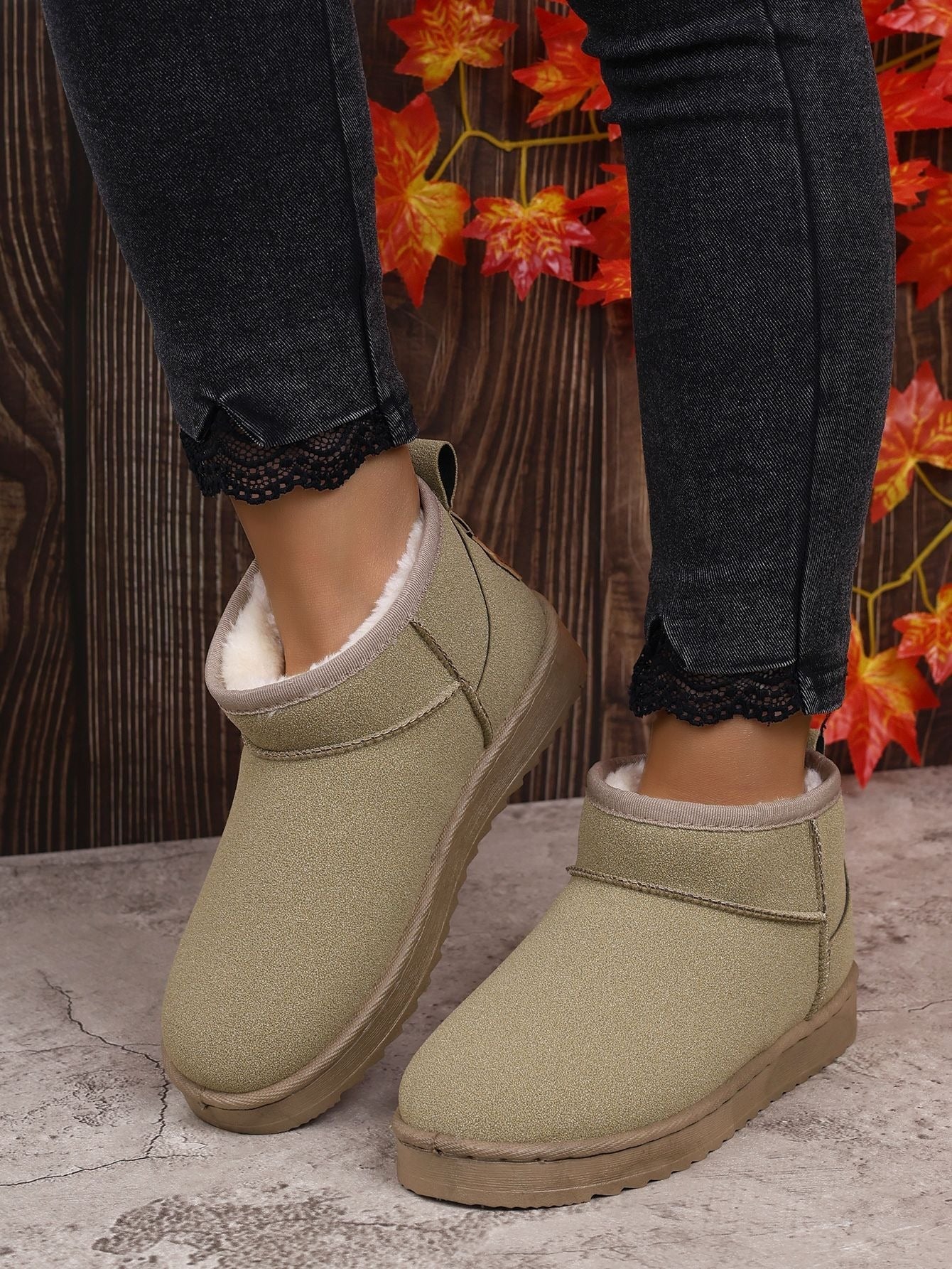 Botas Ultra Mini con Plataforma para Mujer con Forro de Peluche – Botines Negros para el Invierno