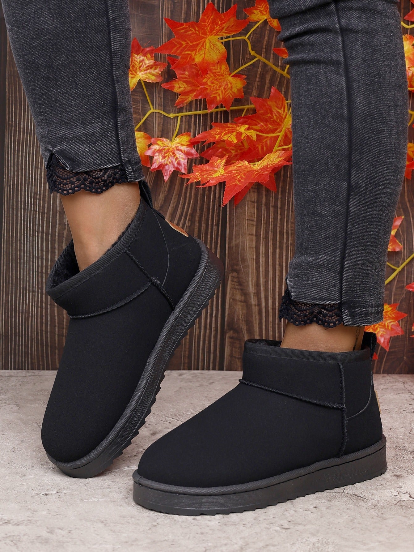 Botas Ultra Mini con Plataforma para Mujer con Forro de Peluche – Botines Negros para el Invierno