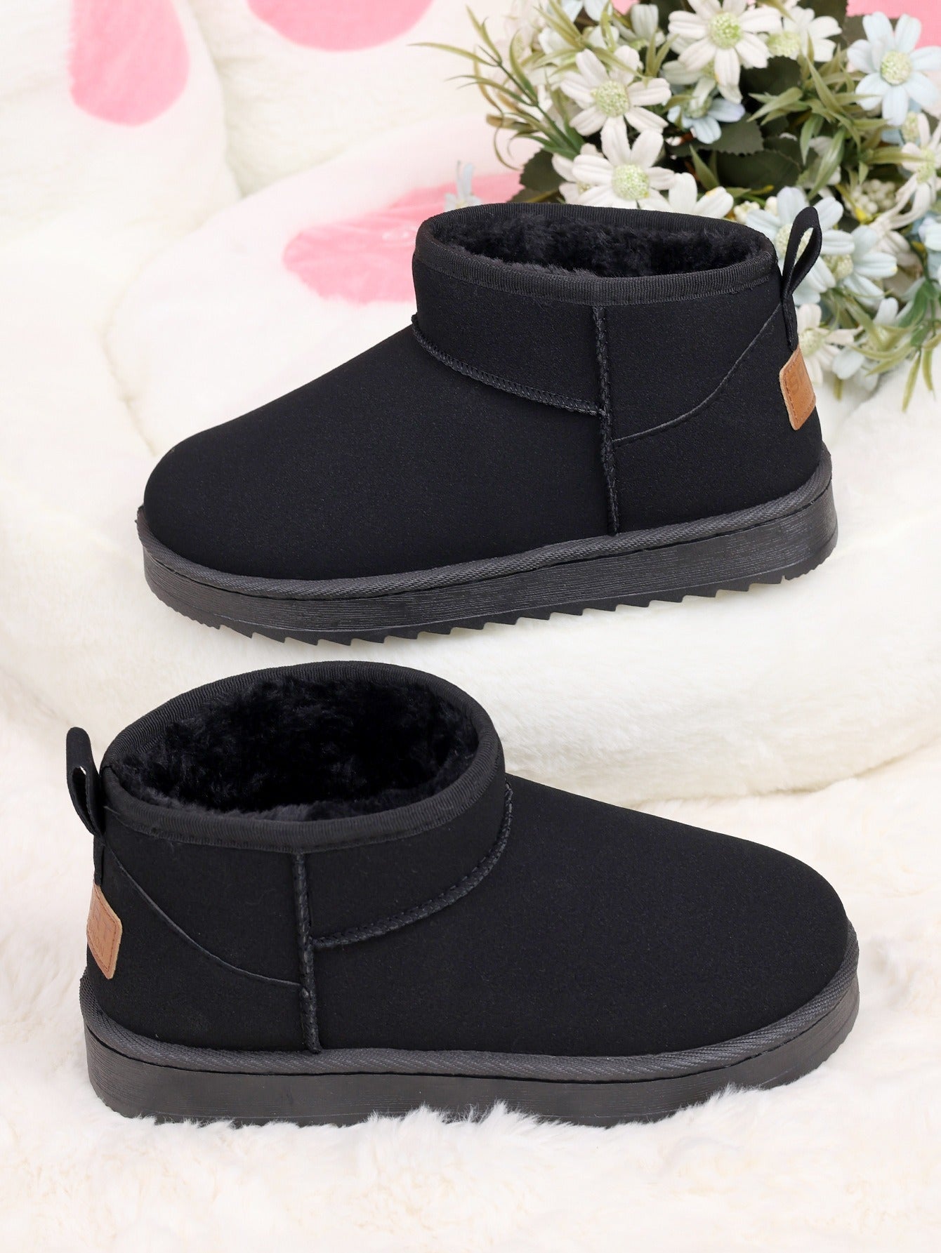 Botas Ultra Mini con Plataforma para Mujer con Forro de Peluche – Botines Negros para el Invierno