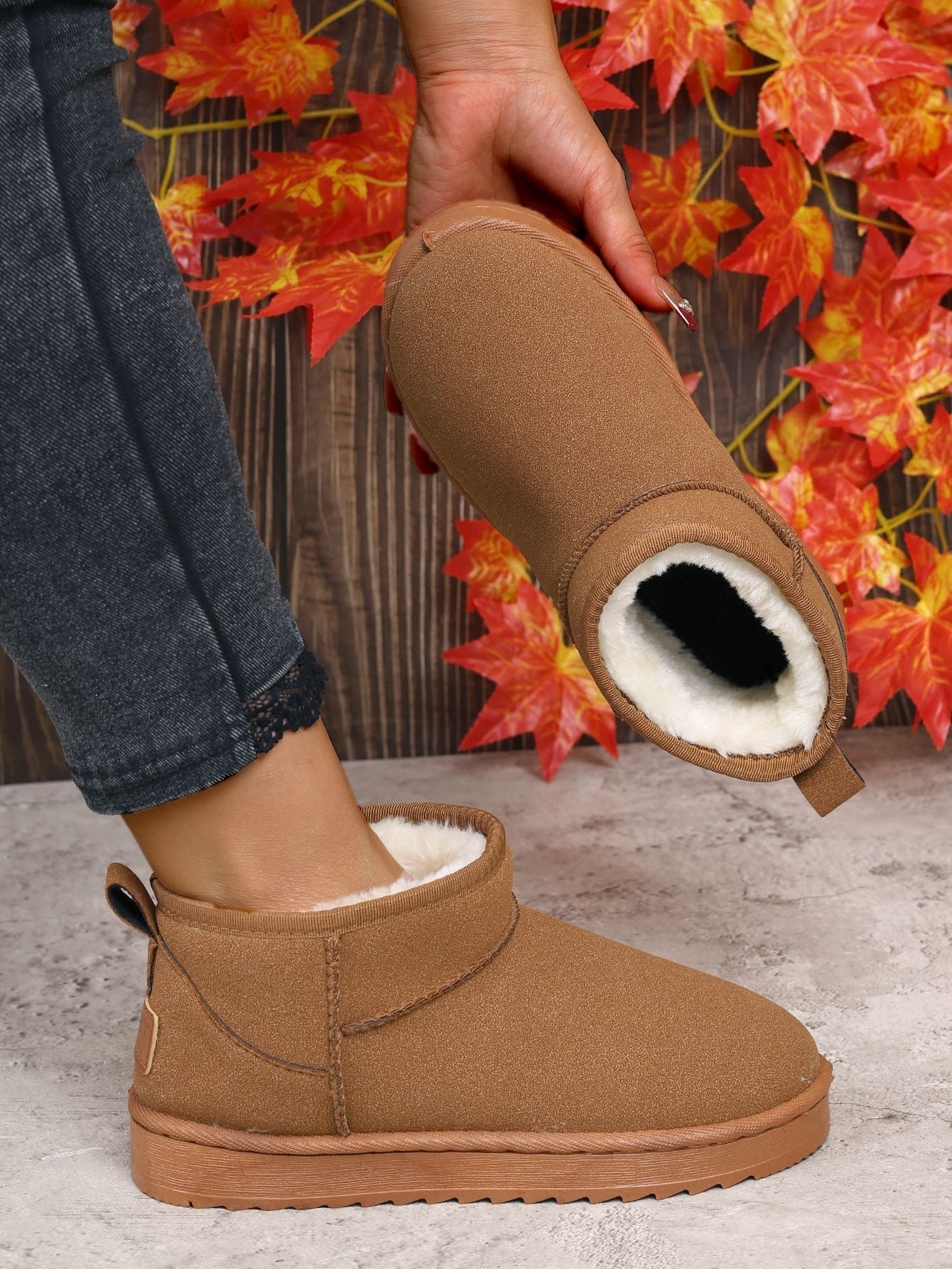 Botas Ultra Mini con Plataforma para Mujer con Forro de Peluche – Botines Negros para el Invierno