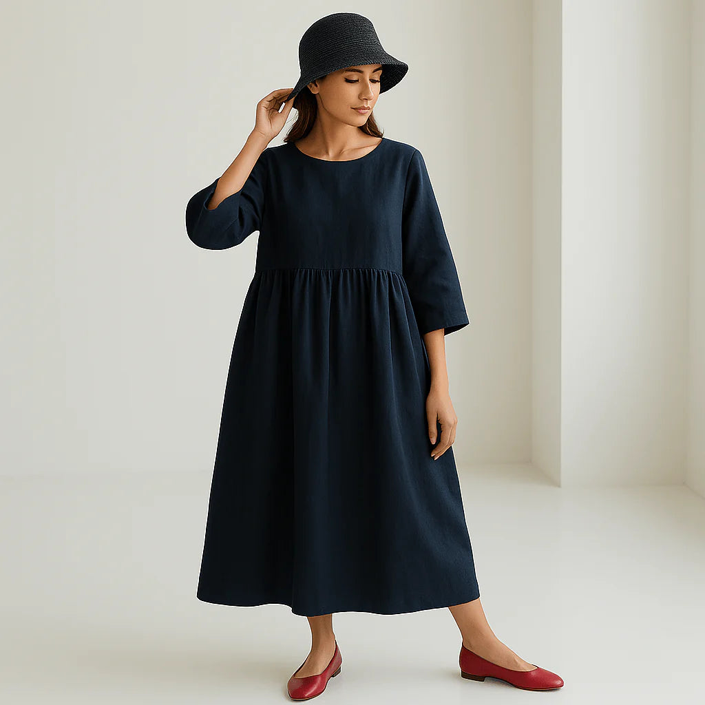 Vestido Largo de Lino | Elegancia Minimalista | Fresco y Confortable
