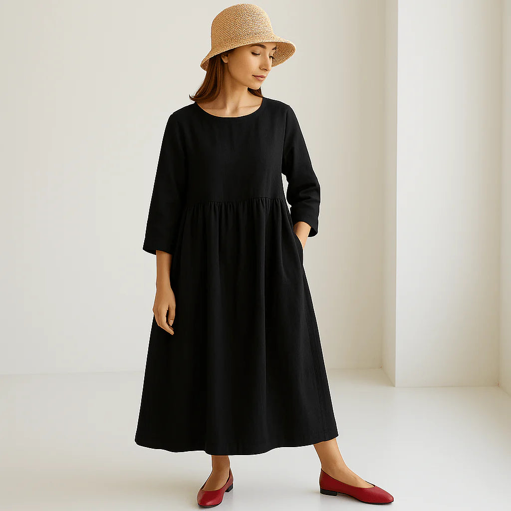 Vestido Largo de Lino | Elegancia Minimalista | Fresco y Confortable