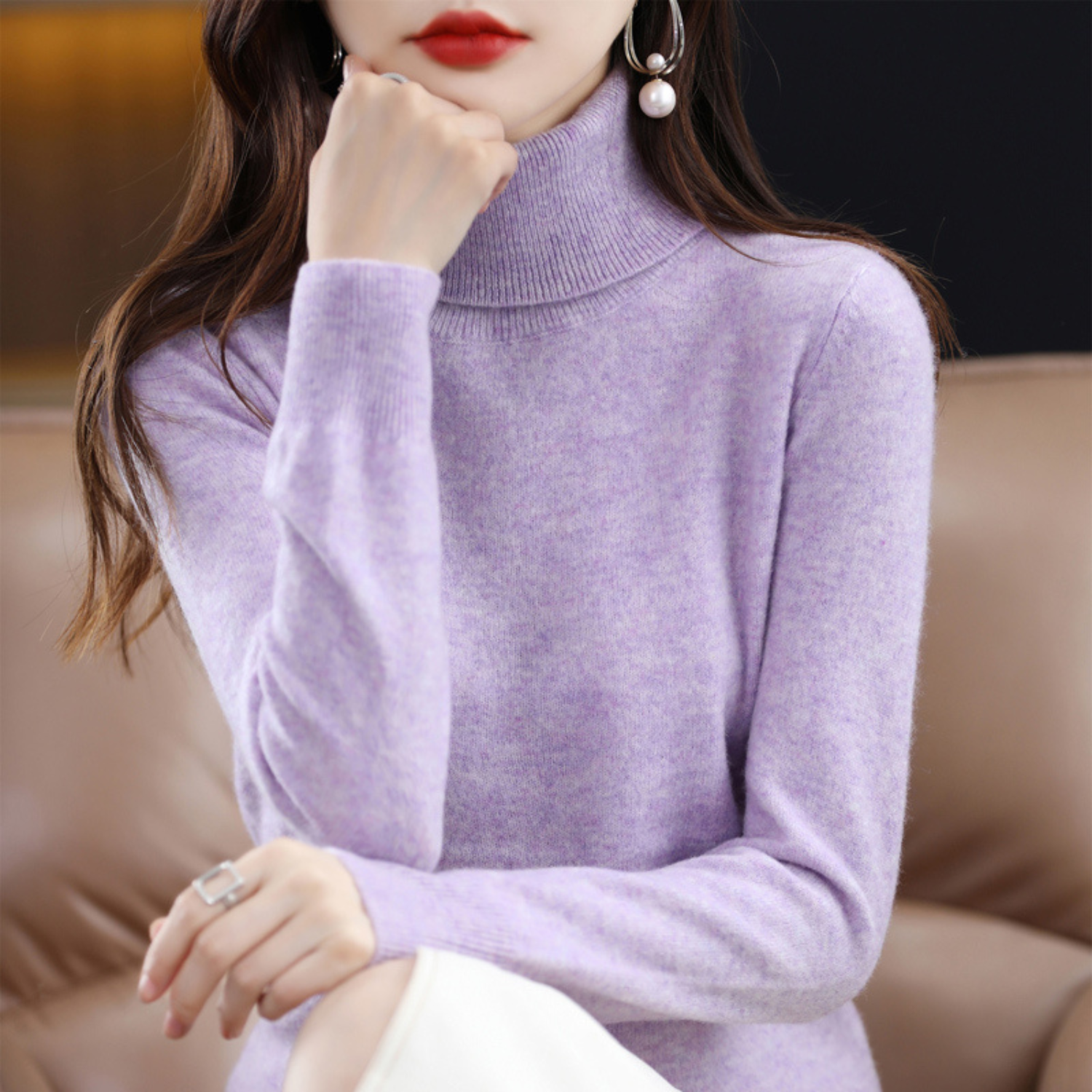 Suéter de cuello alto de cachemira para mujer – Elena