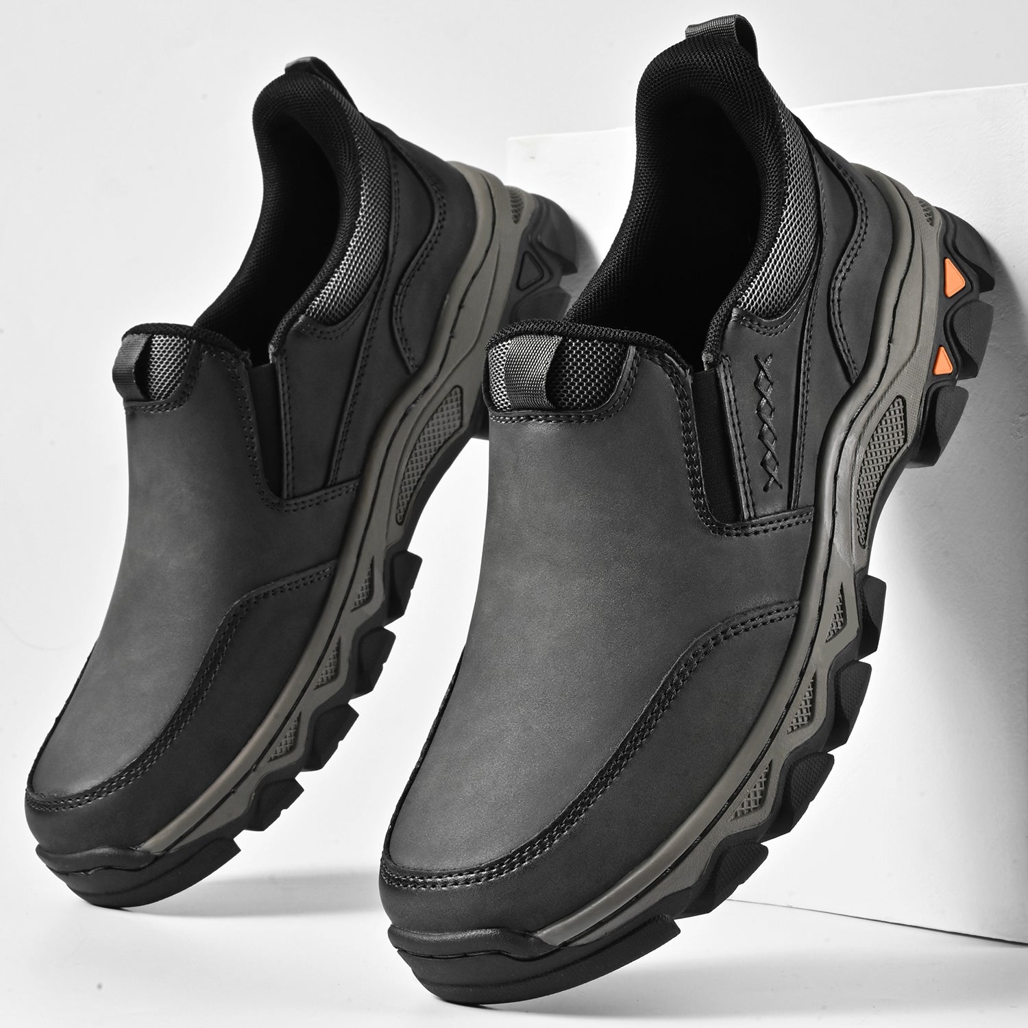 Zapatos Ortopédicos Sin Cordones para Hombre – Suela Antideslizante y Soporte de Arco — Gris
