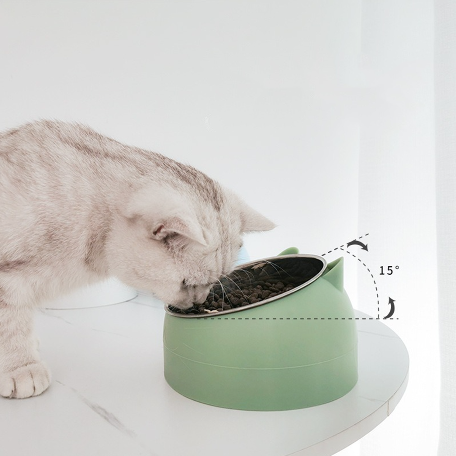 Comedero Antivómitos para Gatos con Inclinación de 15° – 200ml y 400ml — Verde