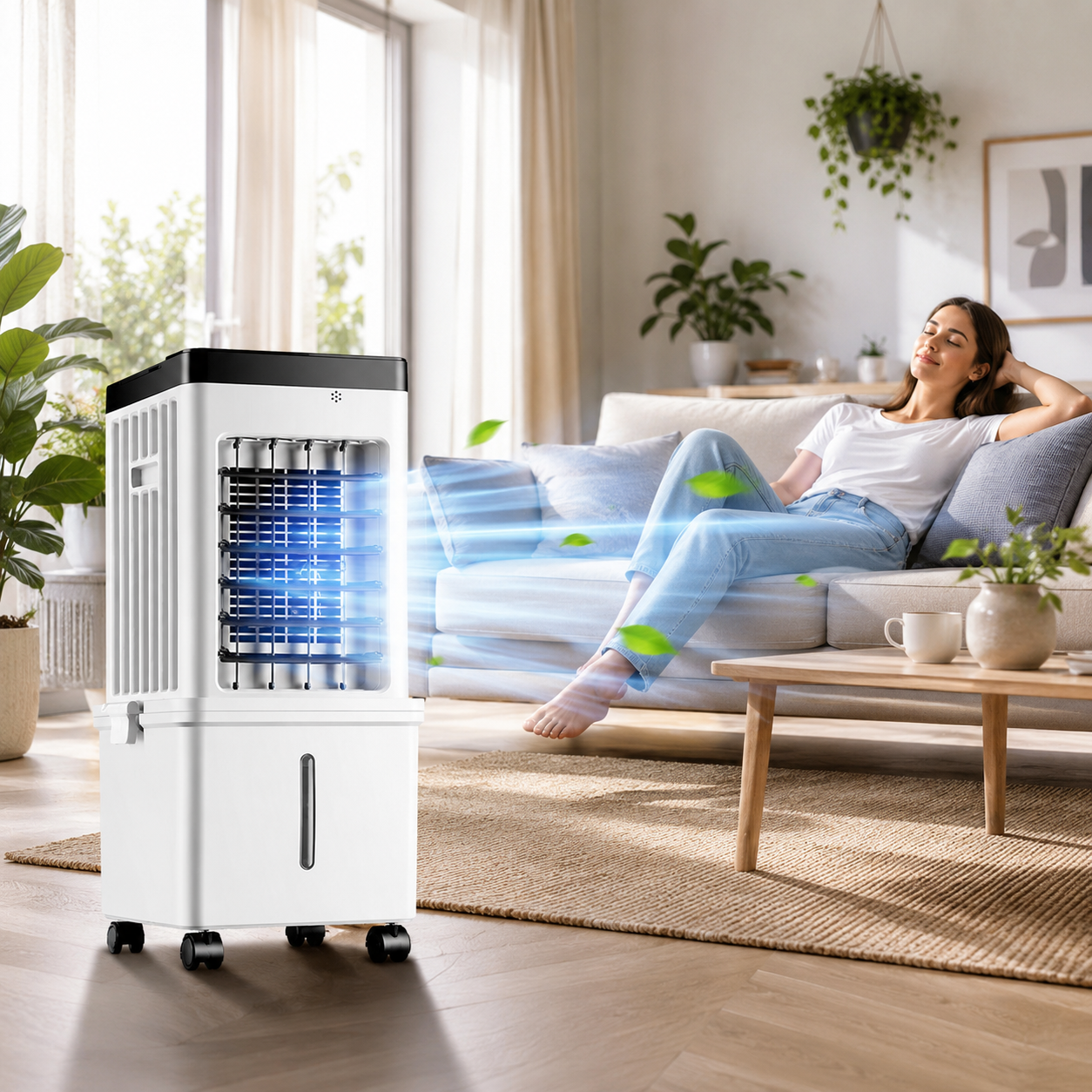Enfriador de aire plegable recargable 12L con ruedas