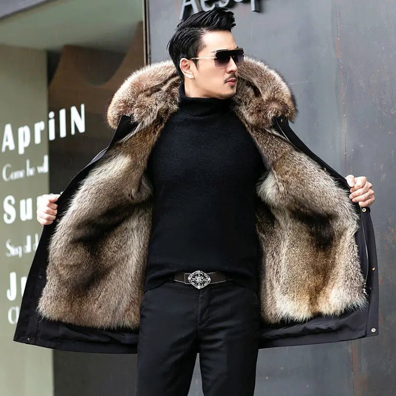 Olivier - Parka de Invierno para Hombres con Forro Cálido y Cuello de Piel Sintética