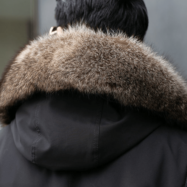 Olivier - Parka de Invierno para Hombres con Forro Cálido y Cuello de Piel Sintética