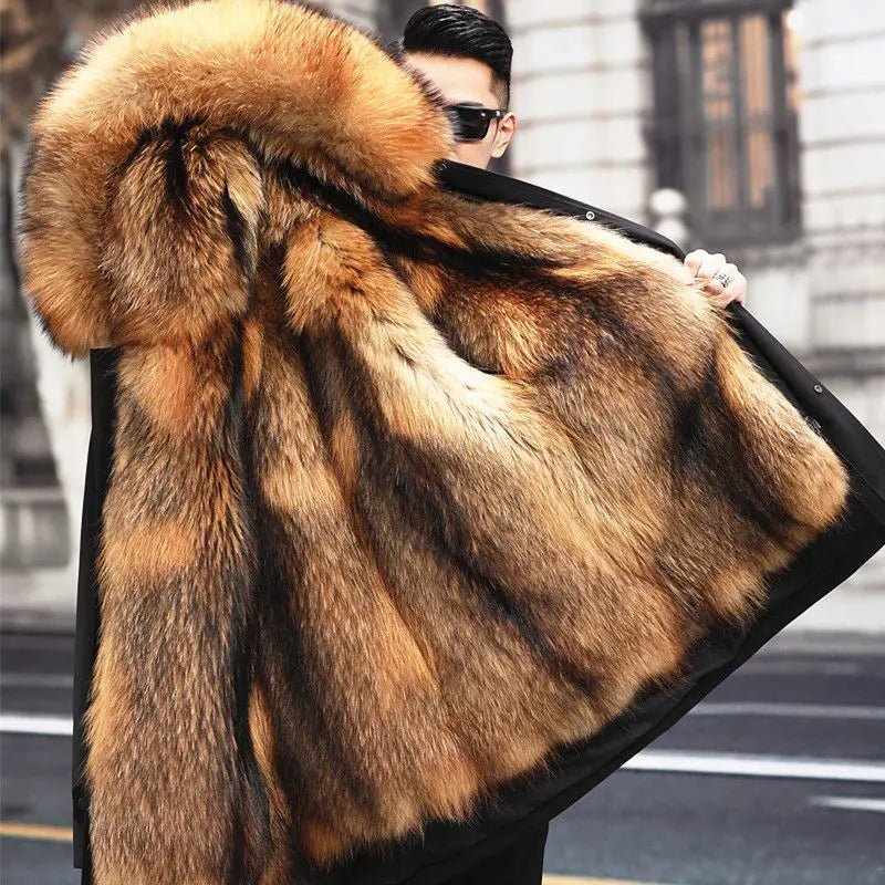 Olivier - Parka de Invierno para Hombres con Forro Cálido y Cuello de Piel Sintética