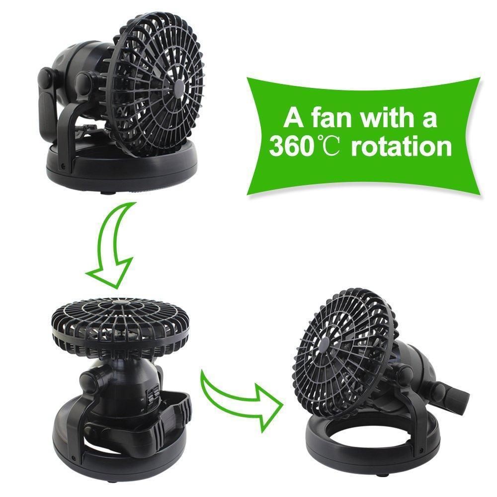 Ventilador portátil con luz LED | Ideal para camping y exteriores