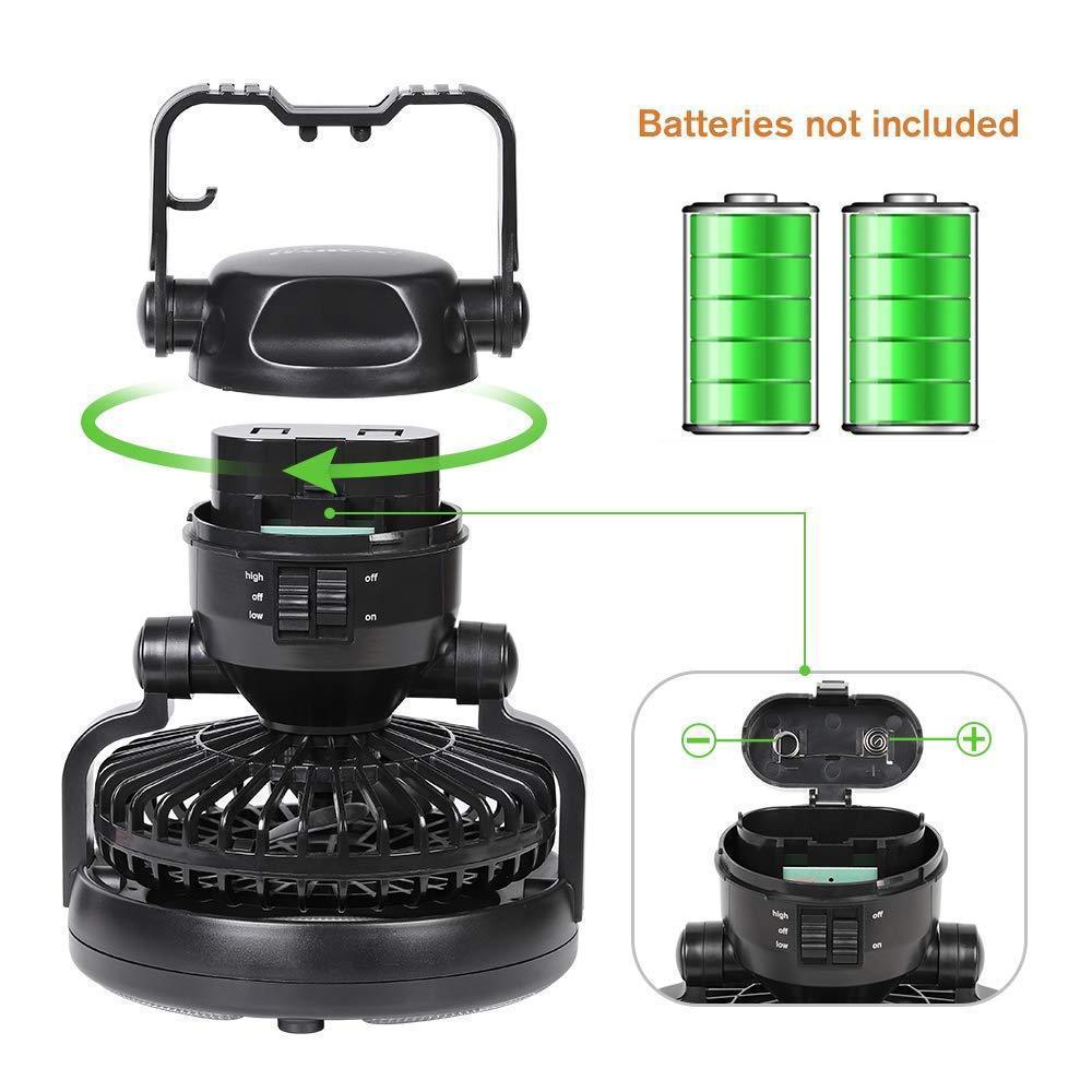 Ventilador portátil con luz LED | Ideal para camping y exteriores