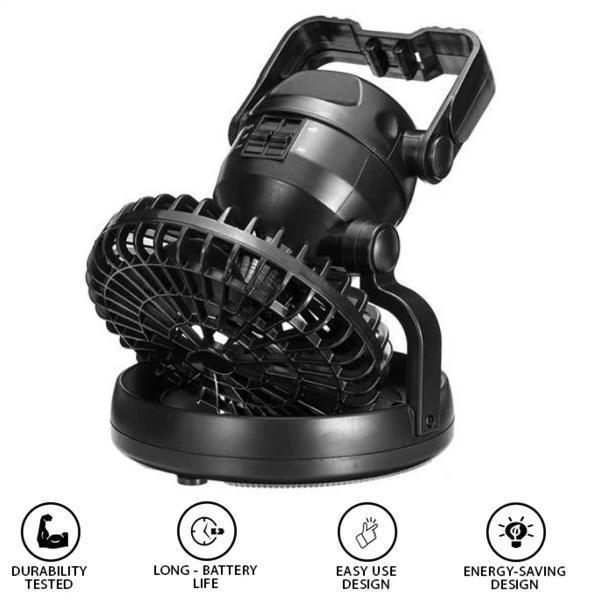 Ventilador portátil con luz LED | Ideal para camping y exteriores