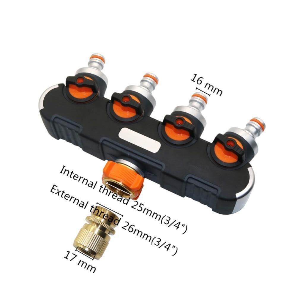 Conector divisor para manguera de jardín | Adaptador de 4 salidas