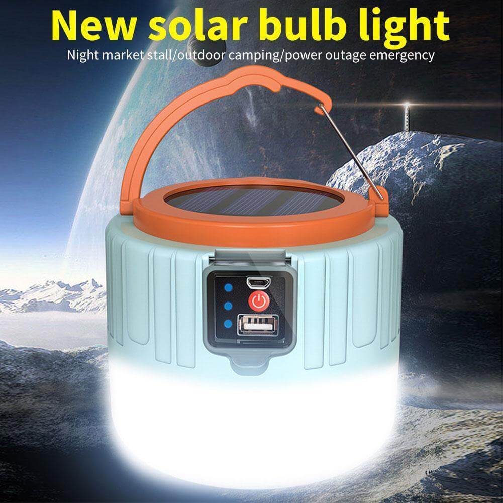 Lámpara LED solar para camping | Recargable y resistente al exterior