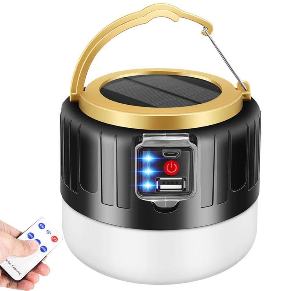 Lámpara LED solar para camping | Recargable y resistente al exterior