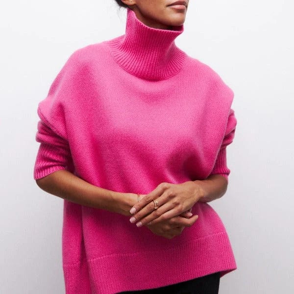 Jersey CLARA de cachemir con cuello alto oversize