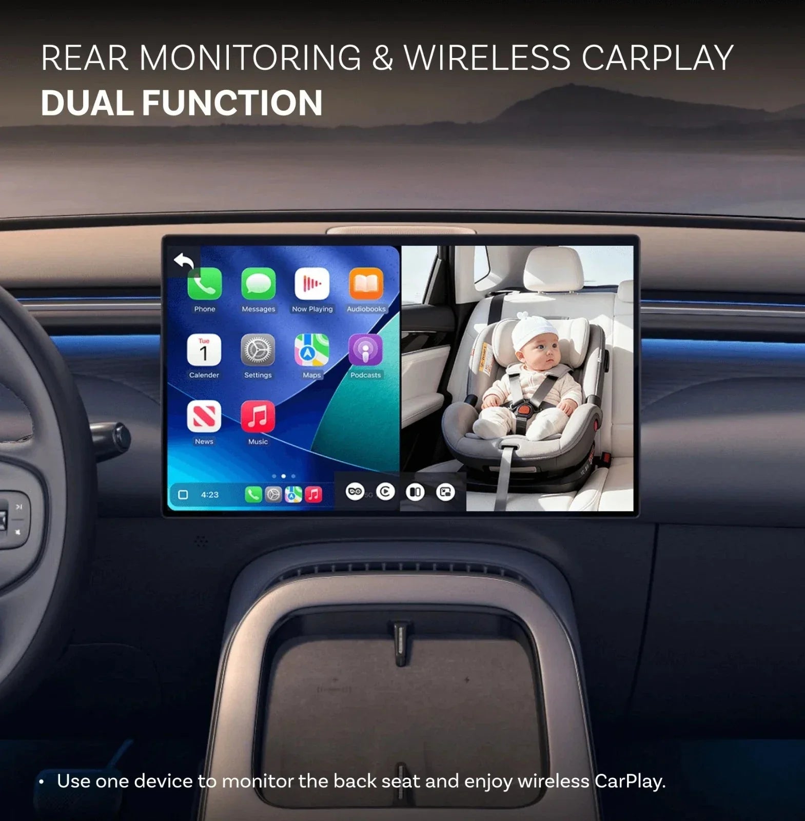 Monitor de bebé 2 en 1 para coche