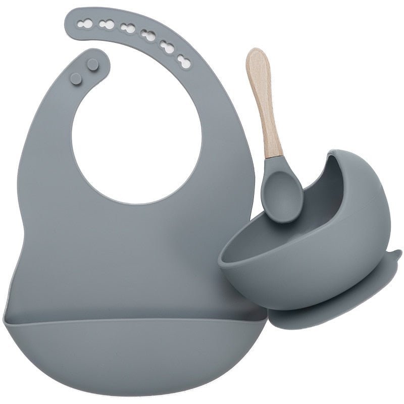 Set de Comida para Bebé de Silicona con Babero y Cuenco Antideslizante - DESCUENTOSMAX™