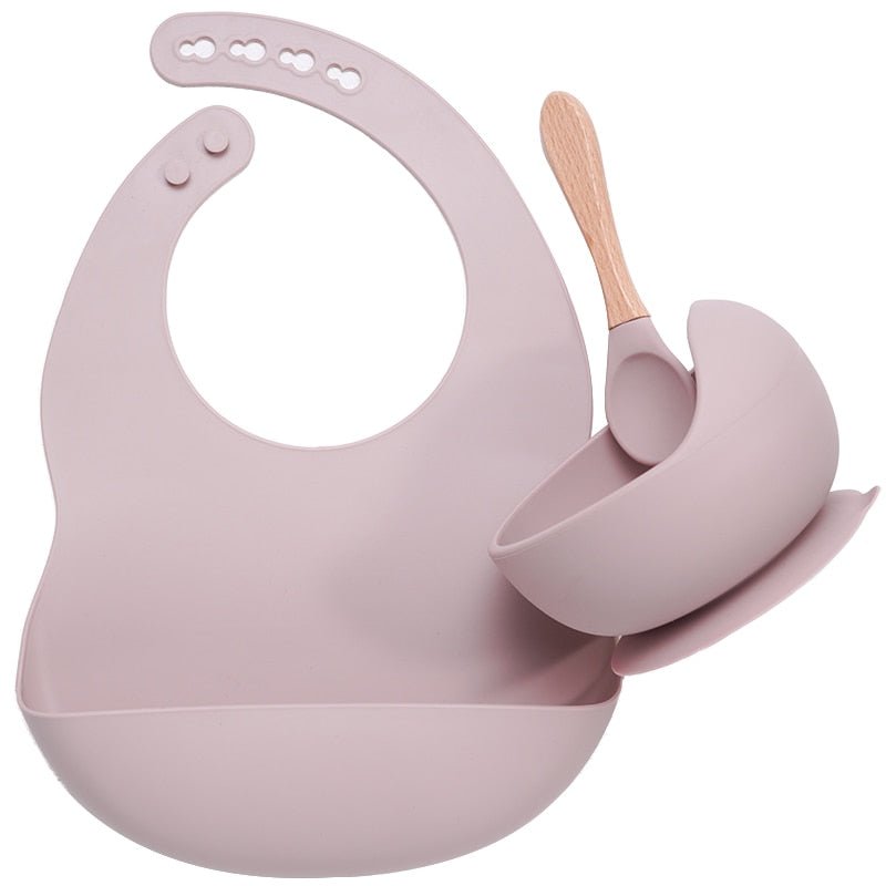 Set de Comida para Bebé de Silicona con Babero y Cuenco Antideslizante - DESCUENTOSMAX™