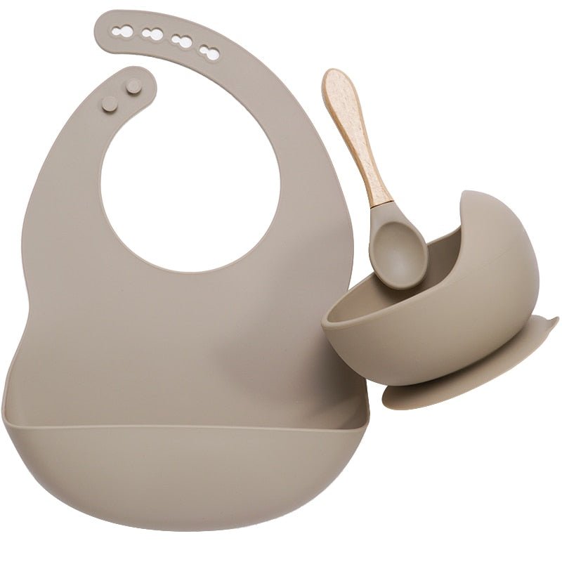 Set de Comida para Bebé de Silicona con Babero y Cuenco Antideslizante - DESCUENTOSMAX™