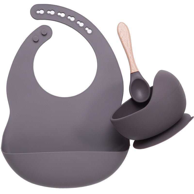 Set de Comida para Bebé de Silicona con Babero y Cuenco Antideslizante - DESCUENTOSMAX™