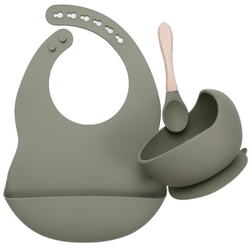 Set de Comida para Bebé de Silicona con Babero y Cuenco Antideslizante - DESCUENTOSMAX™