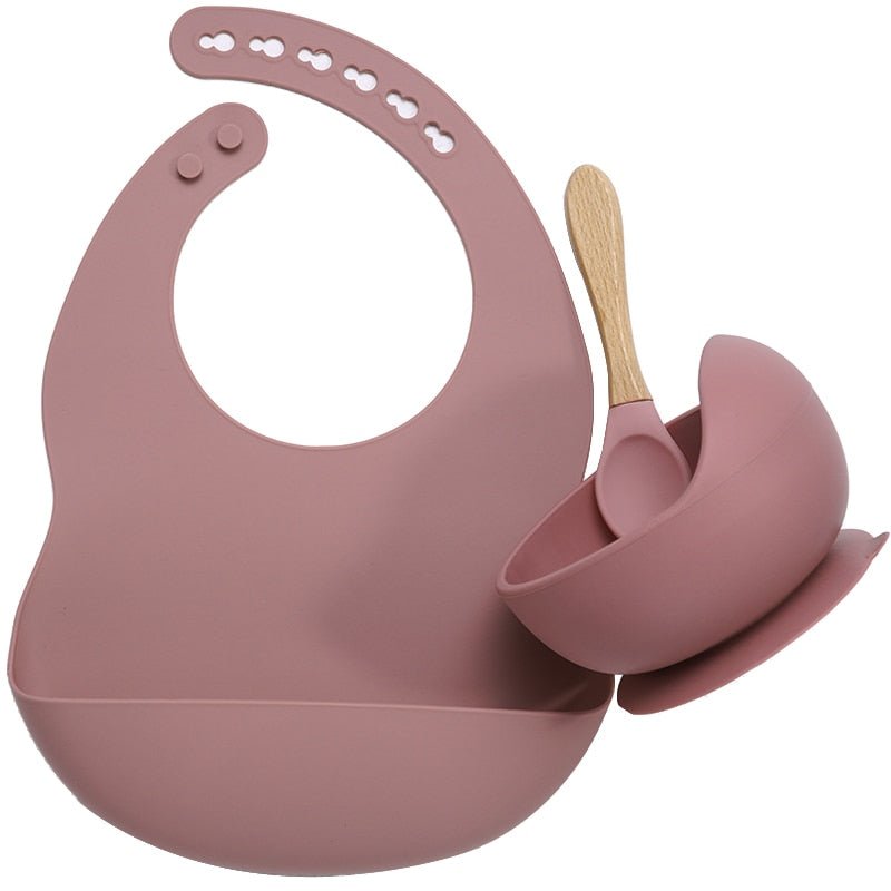 Set de Comida para Bebé de Silicona con Babero y Cuenco Antideslizante - DESCUENTOSMAX™