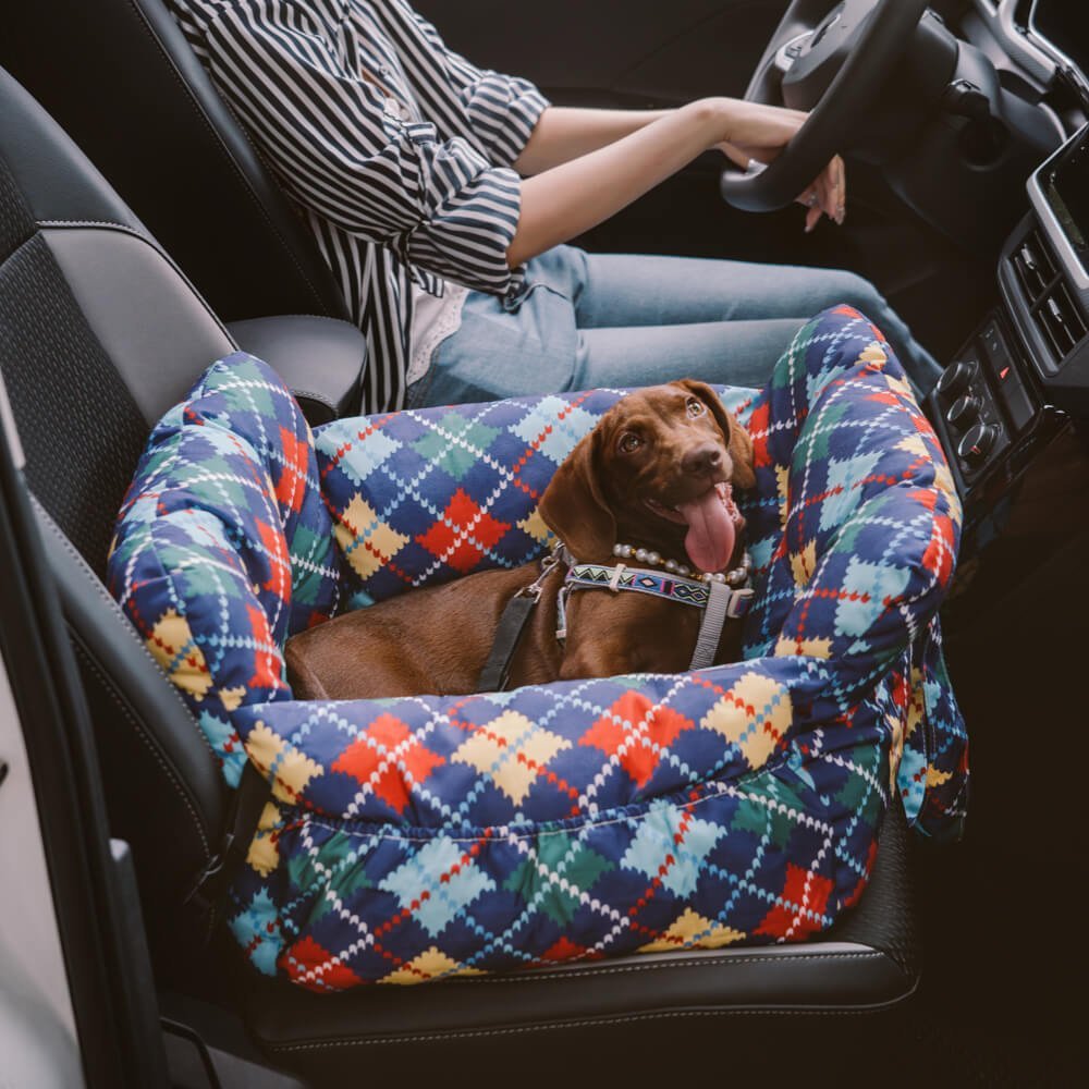 Asiento de coche portátil para mascotas estilo cojín de refuerzo — Asiento de coche para perro