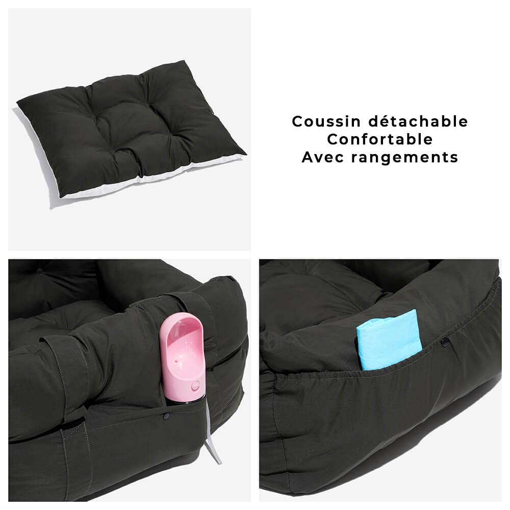 Asiento de coche portátil para mascotas estilo cojín de refuerzo — Asiento de coche para perro