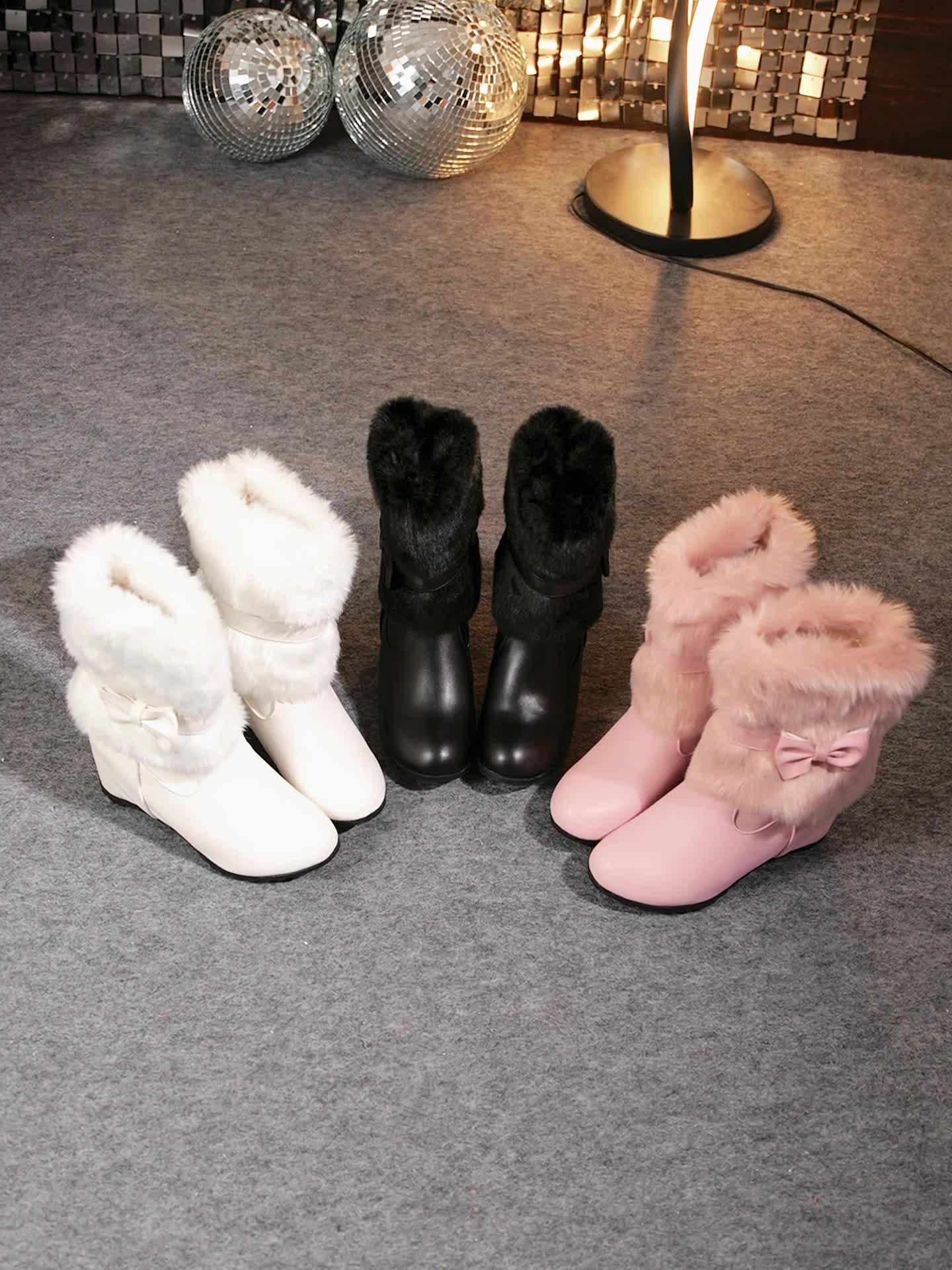 Sieglinde – Botas invernales suaves con suela gruesa y lazo en blanco